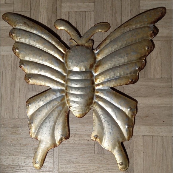 Vintage Rustic Metal Butterfly Wall Decor 15" Wing Span